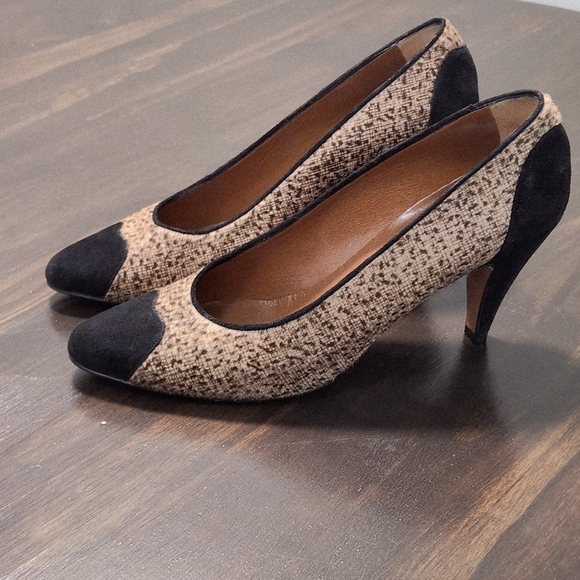 Valerio Valentini Shoes - Vintage Valerio Valentini Pump Heels Women's 7.5 AA Brown Black Made In Italy